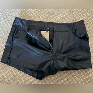 Pitaya Black High Waist Leather Shorts